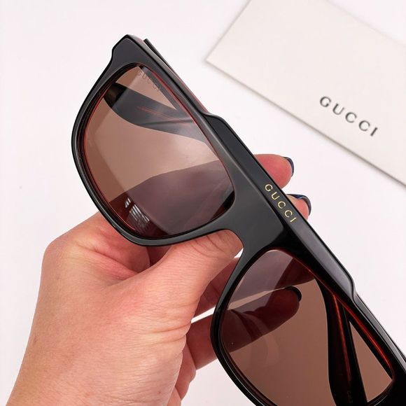 GUCCI GG1039S 003 Sunglasses Aviator Black Red Brown Men - Picture 1 of 12